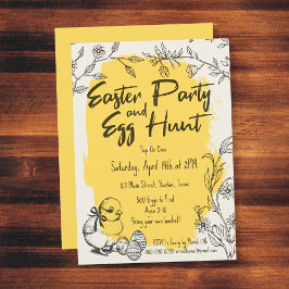 Chic Yellow Oaster Party & Ei Hunt Einladung