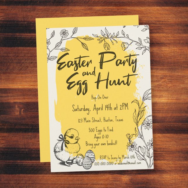 Chic Yellow Oaster Party & Ei Hunt Einladung (Chic Yellow Easter Party & Egg Hunt Invitation
)