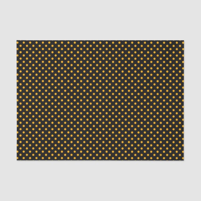 Chic Yellow Polka Punkte auf schwarz Seidenpapier (Vorderseite)