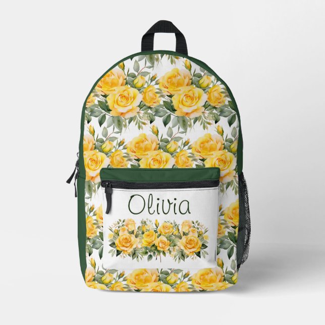 Chic Yellow Roses Bedruckter Rucksack (Vorderseite)
