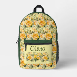 Chic Yellow Roses Bedruckter Rucksack