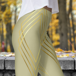 Chic Yellow Sage Diamonds Pattern Leggings
