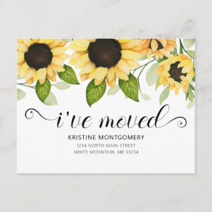 Chic Yellow Sonnenblume Wasserfarben Floral I bewe Ankündigungspostkarte