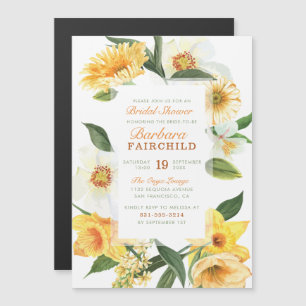 Chic Yellow Spring Daffodien Blumenkohl Brautparty Magneteinladung