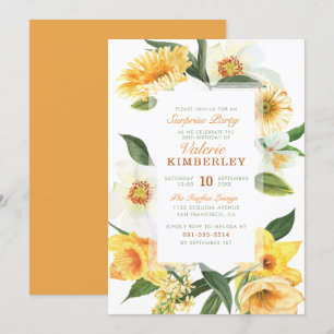 Chic Yellow Spring Daisies Floral Surprise Party Einladung