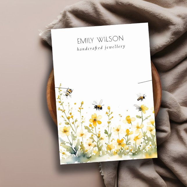 Chic Yellow Spring Wildblume Bee Necklace Display Visitenkarte (Von Creator hochgeladen)
