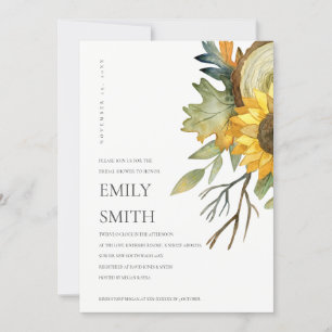 CHIC YELLOW SUNFLOWER FLORAL BRIDAL SHOWER DANKESKARTE
