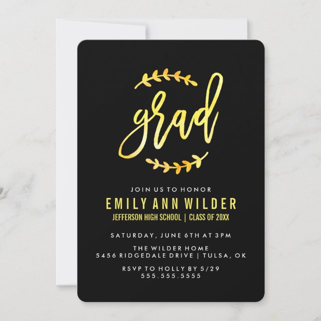 Chic Yellow Watercolor | Graduierungspartei Einladung (Vorderseite)