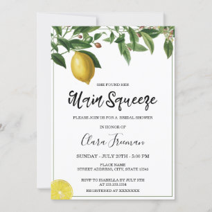 Chic Yellow Watercolor Lemon Themed Brautparty Einladung