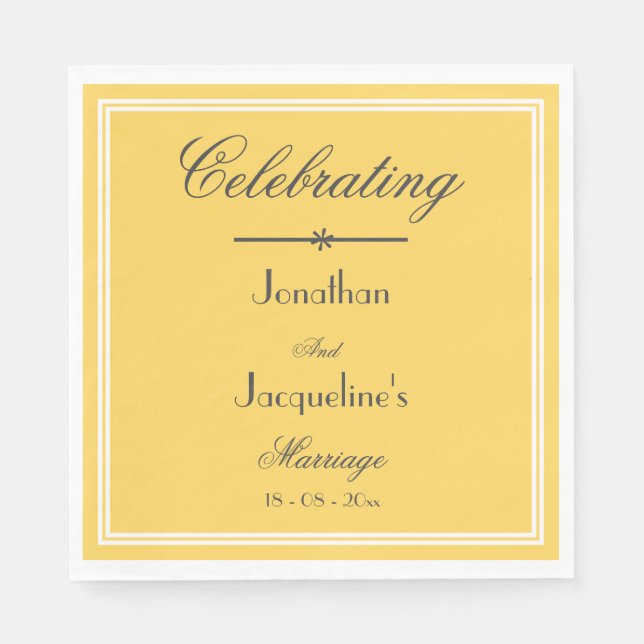 Chic Yellow Wedding Personalisiert Elegantes Lunch Serviette (Vorderseite)