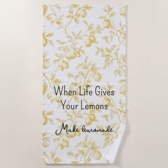Chic Yellow White Lemons Strandtuch (Vorderseite)