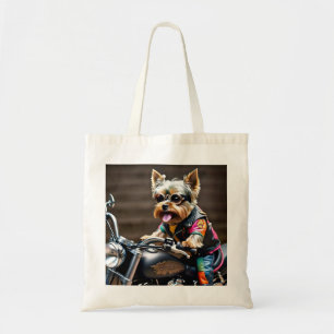 Chic Yorkie sur un Sac fourre-tout de moto