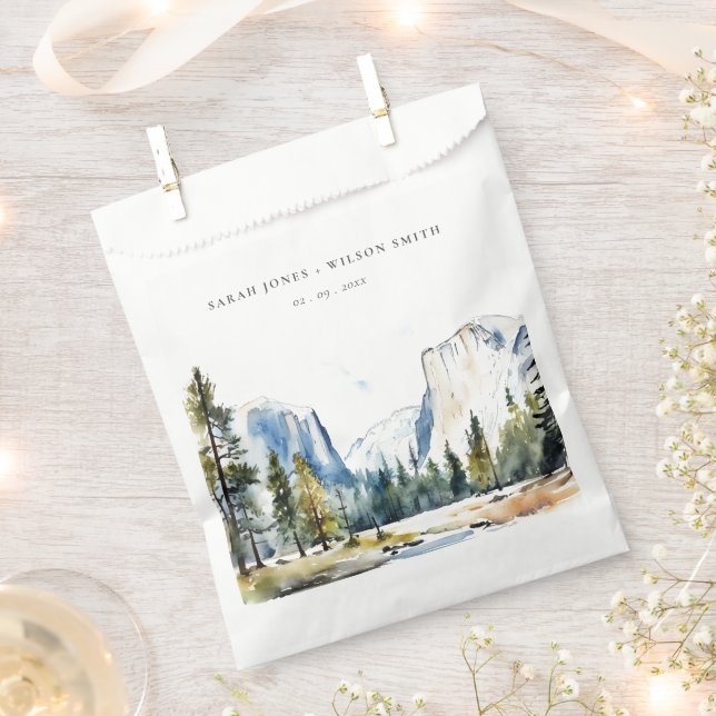 Chic Yosemite National Park CA Wasserfarbenhochzei Geschenktütchen (Ausgeschnitten)