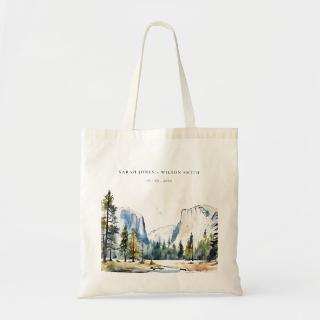 Chic Yosemite National Park CA Wasserfarbenhochzei Tragetasche (Vorne)