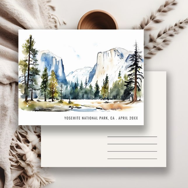 Chic Yosemite National Park CA Wasserfarbenreise Postkarte (Von Creator hochgeladen)