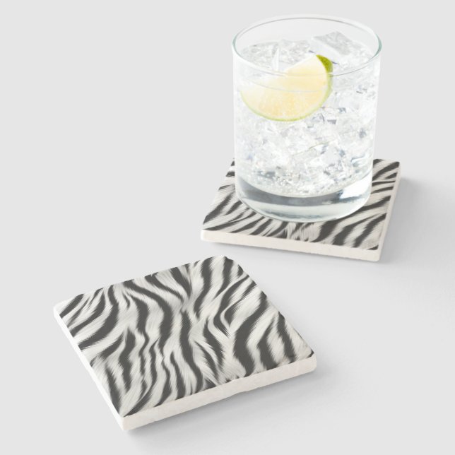 Chic Zebra Animal Print Wedding Steinuntersetzer (Seitenansicht)