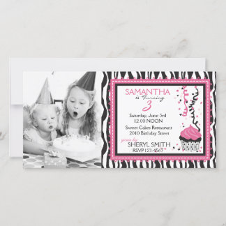 Chic Zebra Print Birthday Einladung PC