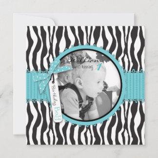 Chic Zebra Print Cupcake Birthday Invitation SQ-2 Einladung