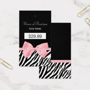 Chic Zebra Print Hang Tag Light True Pink Ribbon 2