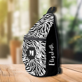 Chic Zebra Print Monogram Crossbody Bag