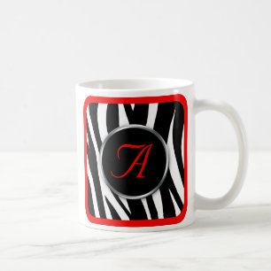 Chic Zebra Print Red Monogram Tasse