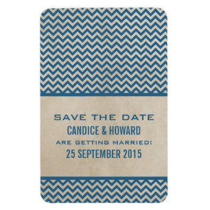 Chic Zickzack Save the Date Magnet, blau Magnet
