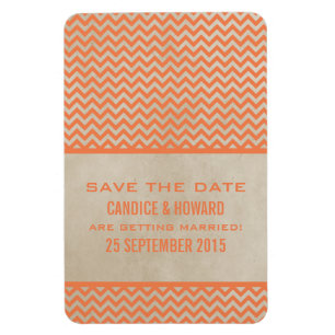 Chic Zickzack Save the Date Magnet, Orange Magnet