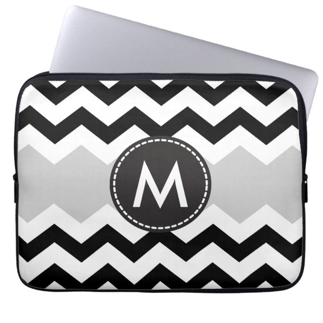 Chic Zickzack Stripes Muster Laptopschutzhülle (Vorderseite)