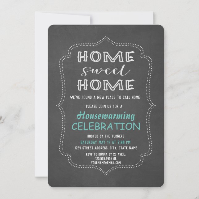 Chic Zuhause Sweet Zuhause Chalk Housewarming Part Einladung (Vorderseite)