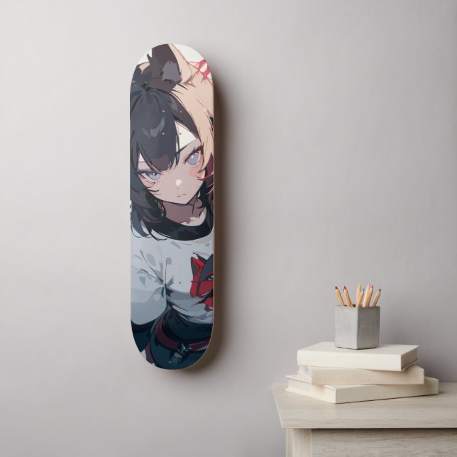 Chica Cat Skateboard (Wandkunst)