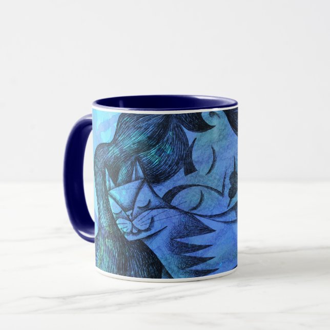 Chica con su gato tasse (Vorderseite Links)