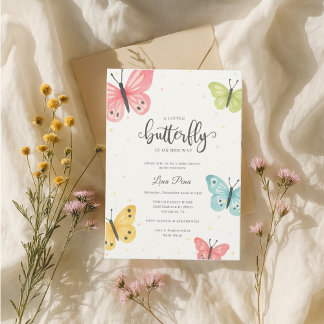Chica de invitación a Baby Shower para mariposa Einladung
