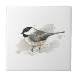 Chicadee auf der White Keramik Tile Fliese