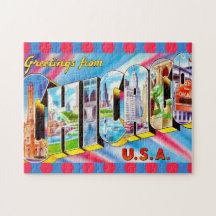 Chicago 11x14 Colorful Postcard Puzzle