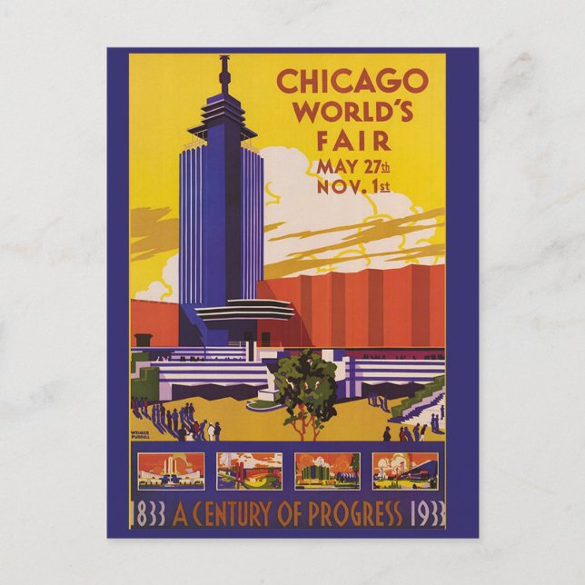 Chicago 1933 Weltmesse Vintage Postkarte (Vorderseite)