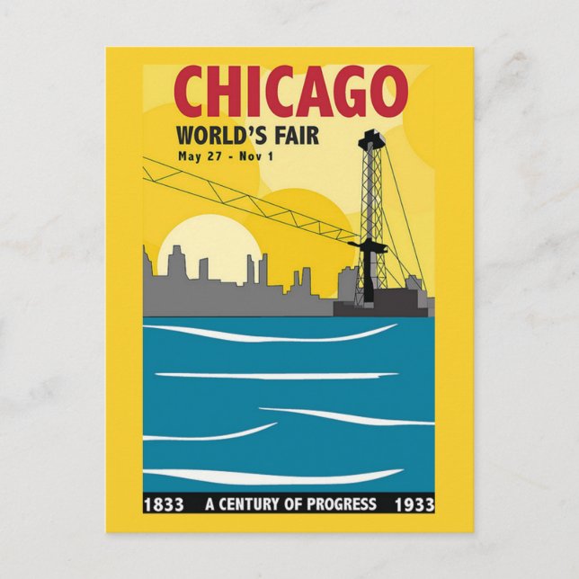 Chicago 1933 Weltmesse Vintage Postkarte (Vorderseite)