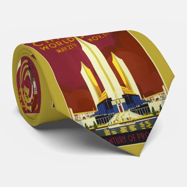 Chicago 1933 World's Fair Travel Poster Neck Tie Krawatte (Gerollt)