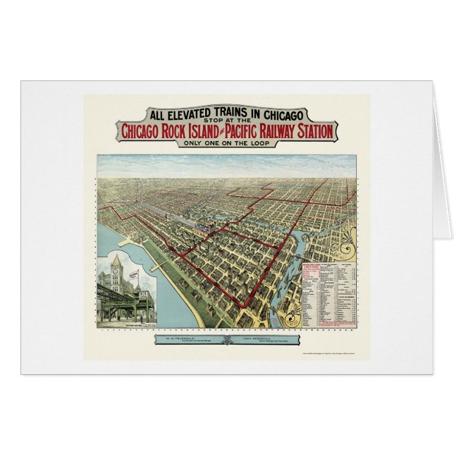 Chicago a élevé des trains, la carte panoramique (Devant horizontal)