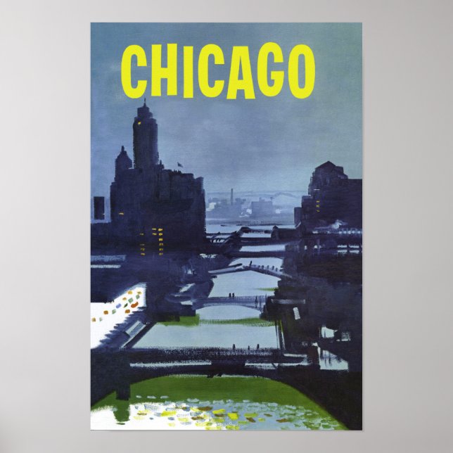 Chicago. Affiche de voyage de style rétro (Devant)