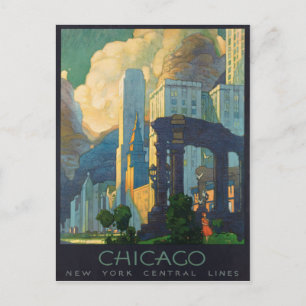 Chicago Amerika Vintage Reiseposter Postkarte