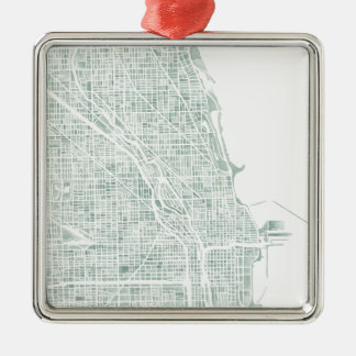 Chicago-Aquarellkarte seaglass blaues Grün Ornament Aus Metall