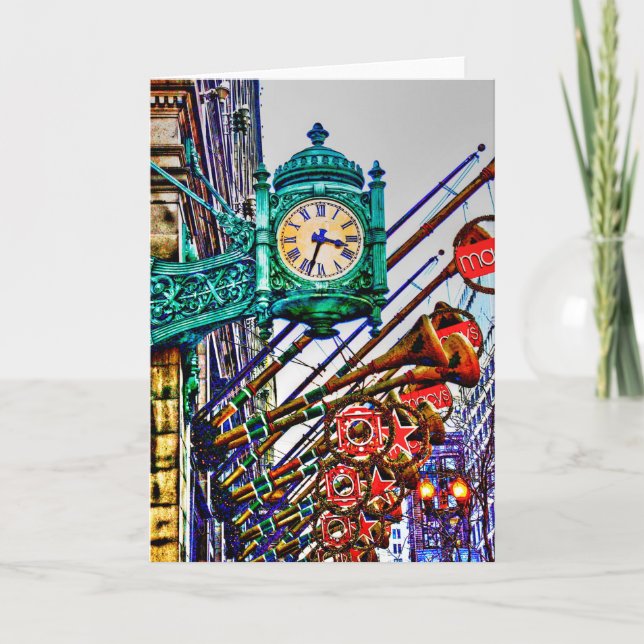 Chicago auf Staats-Straße Feiertagskarte (Vorderseite)