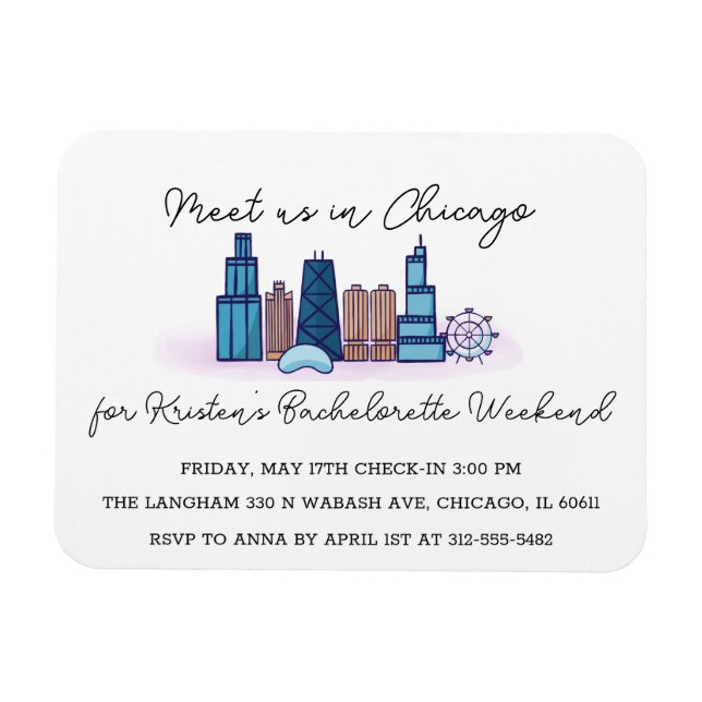Chicago Bachelorette Einladung Magnet (Horizontal)