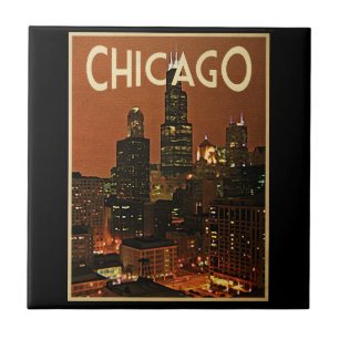 Chicago bei Nacht Fliese