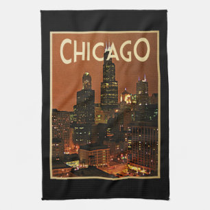Chicago bei Nacht Küchentuch