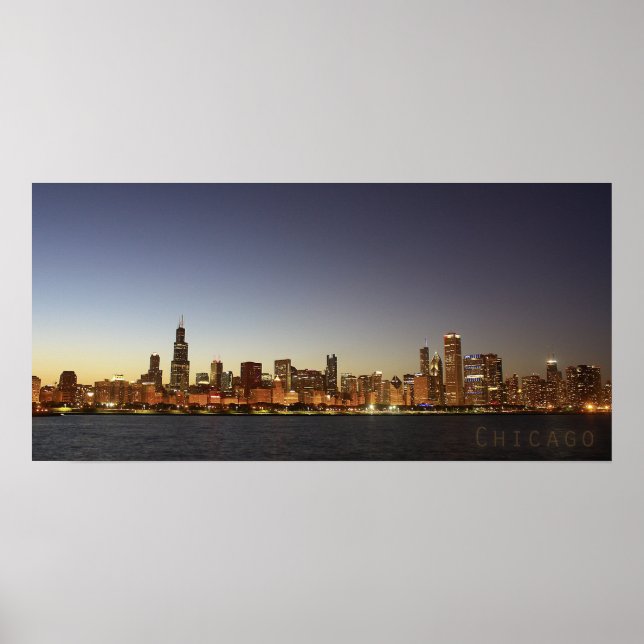 Chicago bei Nacht Poster (Vorne)