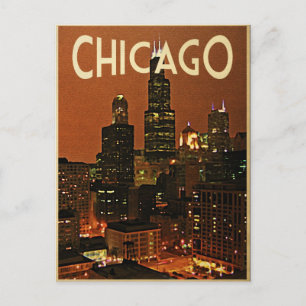 Chicago bei Nacht Postkarte