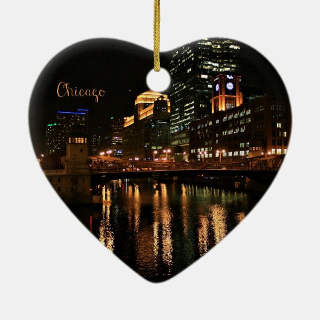 Chicago bei Night Cityscape Keramik Ornament (Hinten)