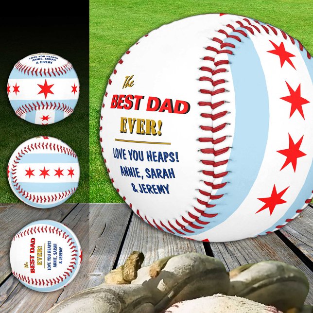 Chicago Best Vater, patriotische USA, Chicago Flag Baseball (Von Creator hochgeladen)