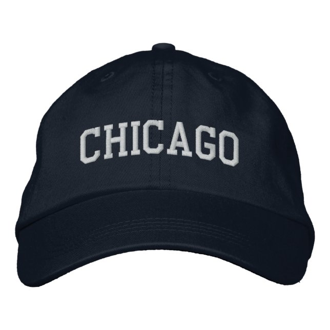 Chicago bestickte anpassbare Cap Navy Blue Bestickte Baseballkappe (Vorderseite)